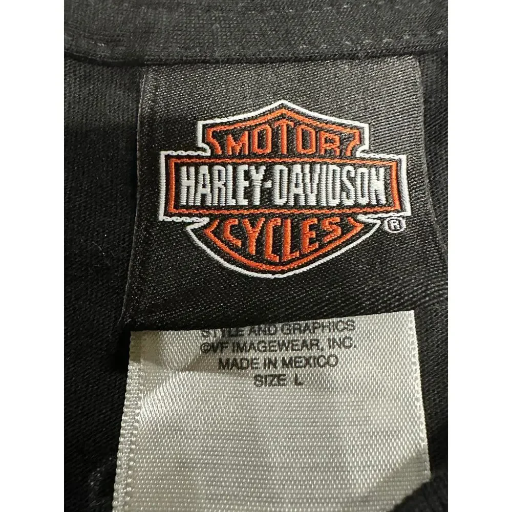 Harley Davidson Women’s T shirt Black Large Tripps Amarillo Texas Biker Chic - Picture 2 of 6